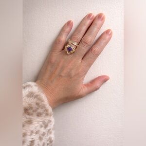 Bloom Amethyst Ring Set Gold and Purple Ring Duo